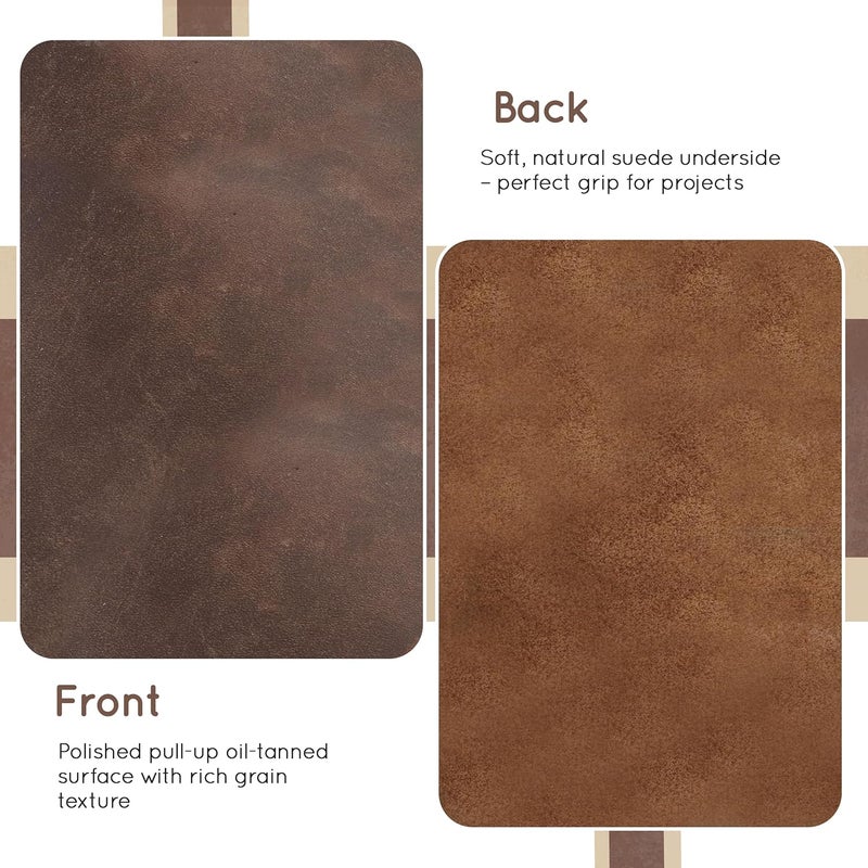 Tuzech Full Grain Genuine Cowhide Leather Sheets for Crafts – 2mm Thick Squares for Leather Craft Projects (12 x 24 Inches, Dark Brown) - Image 4